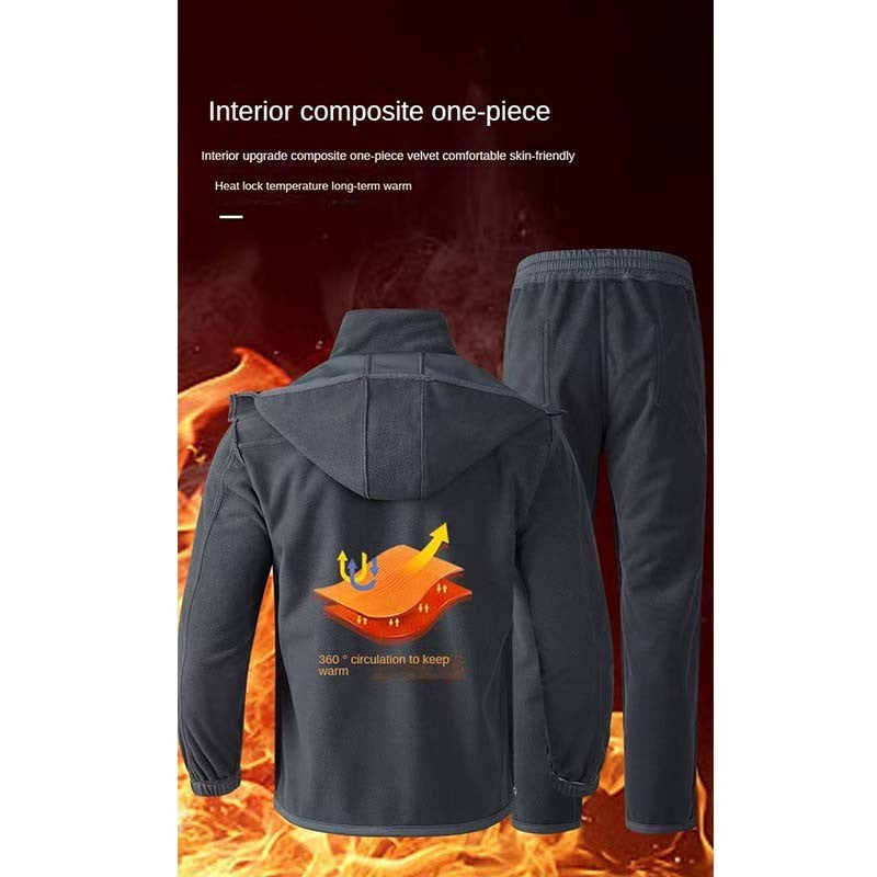 Conjunto de Pesca Masculino de Inverno 2025 Novo Impermeável e Quente Engrossado, Calça de Neve de Algodão, Conjunto Quente de Montanhismo à Prova de Vento