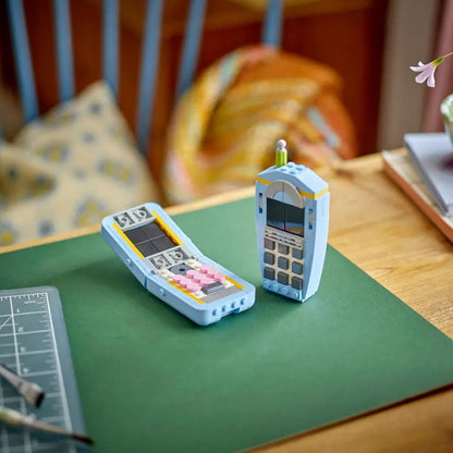 Lego telefone retrô blocos de montar brinquedos decoração de mesa para casa fácil de montar brinquedos educativos infantis presentes de feriado