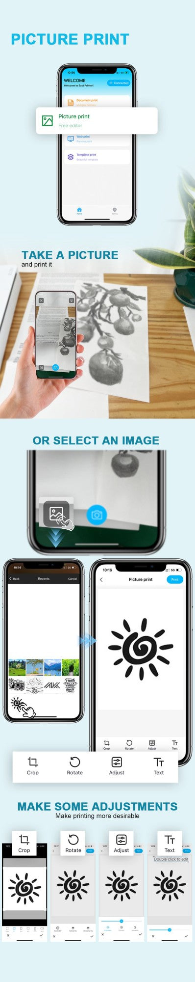 Impressora Térmica Portátil Sem Tinta A4 Bluetooth PDF Excel Word para Impressão de Documentos com Rolo de Papel para Trabalho de Escritório Casa Escola