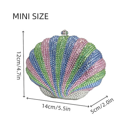 Women Novelty Shell Crystal Evening Clutch Glitter Rhinestone Diamond Handbag Purse for Cocktail Party Prom
