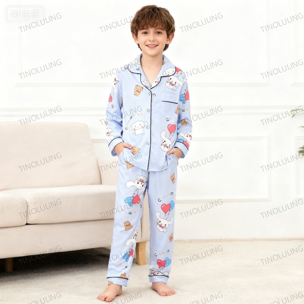 2025 New Baby Cotton Two-piece Set Home Clothes Children Pijama Boys Girls Cartoon Pajamas Set Kids Long T-shirt + Pants Outfits