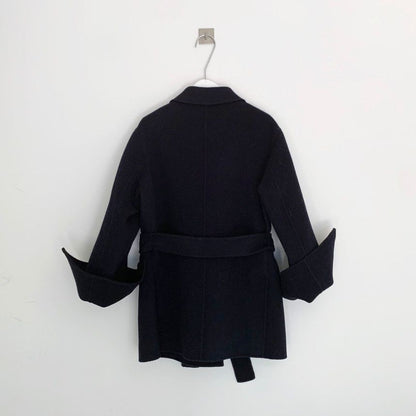 Retro Chic Autumn Winter Woolen Coat One Button Long Sve Suit Collar Waist Cinched Side Slit Warm Knitwear for Women