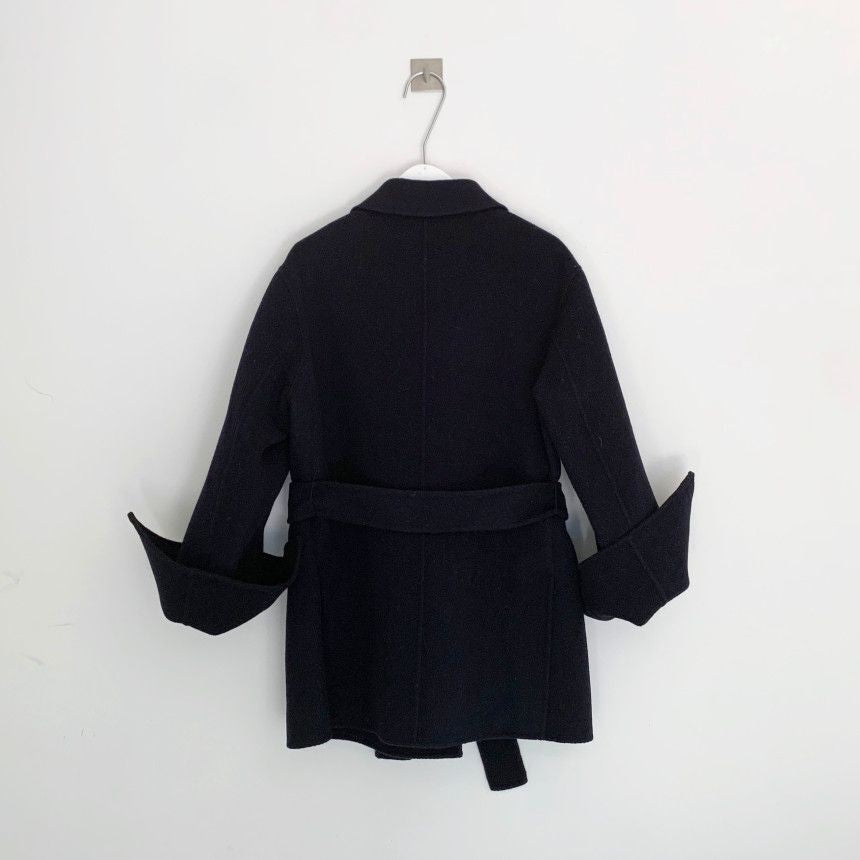 Retro Chic Autumn Winter Woolen Coat One Button Long Sve Suit Collar Waist Cinched Side Slit Warm Knitwear for Women