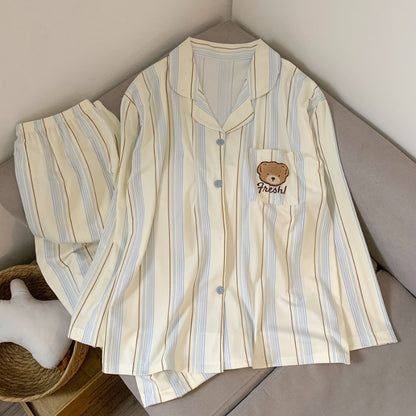 Cartoon Dog Letter Plaid Print Pajama Sets for Women Plus Size Sweet Cute Harajuku Style 2PC Set Sleepwear Autumn New Homewear