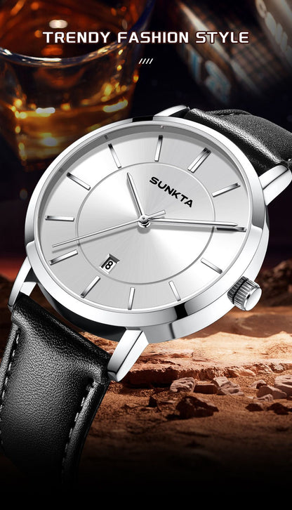 LIGE Sunkta Man Watch Fashion Luxury Waterproof Ultra Thin Date Casual Clock Leather Classic Quartz Watches for Men Reloj Hombre