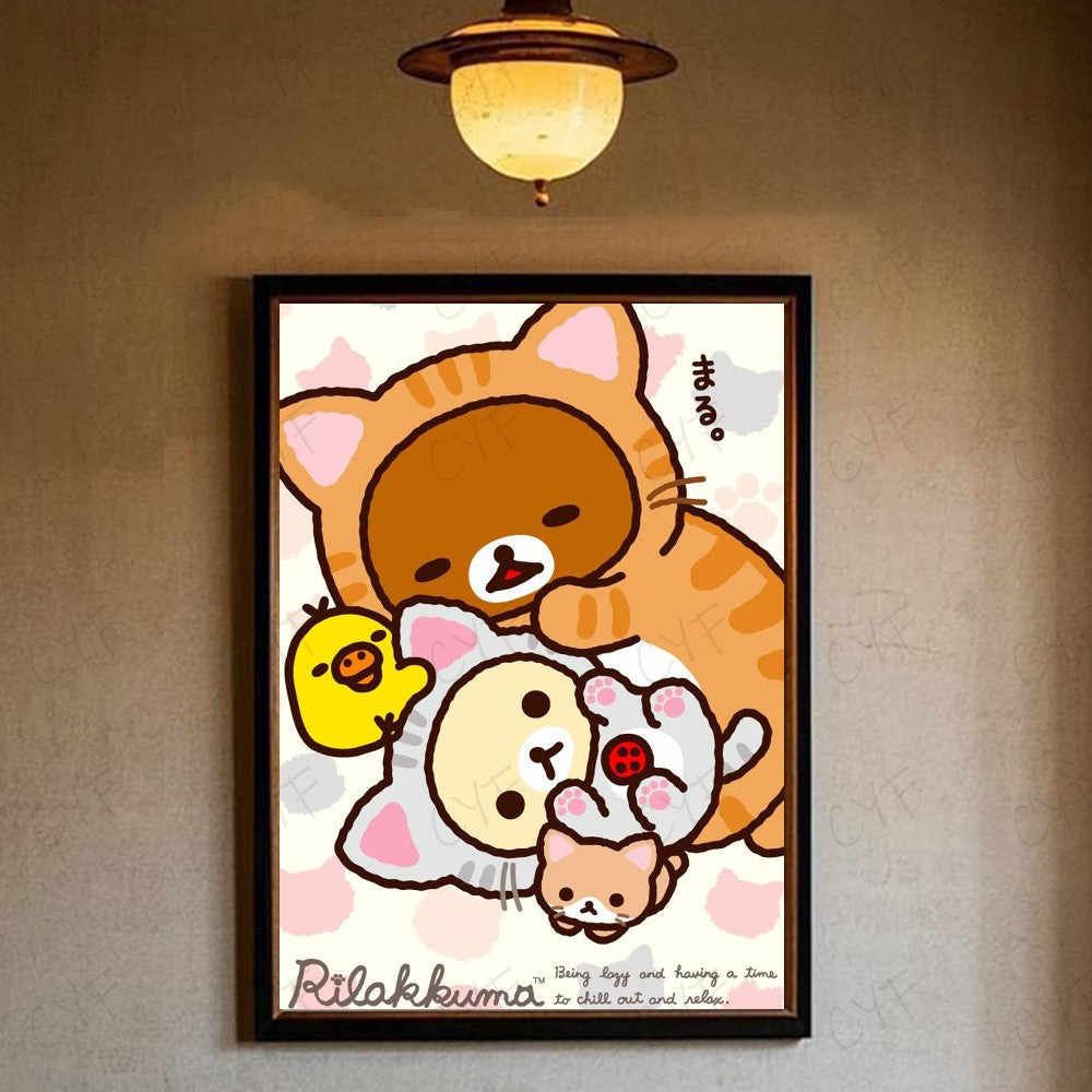Cute Cartoon Anime R-Rilakkuma Poster High Quality Wall Art for Home Office Bedroom Living Room Hallway Bar Perfect Gift Idea