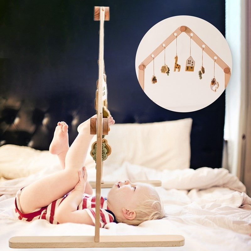 Móbile de Berço de Madeira, Chocalho e Mordedor, Brinquedos Sensoriais para Bebês, Brinquedos de Atividades para Carrinhos, Presentes para Ginásios de Bebês Recém-Nascidos