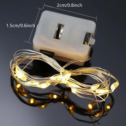 10pcs LED Fairy Light Battery Powered String Lights Waterproof Silver Wire Moon Light For DIY Wedding Party Bedroom Cake Decoar