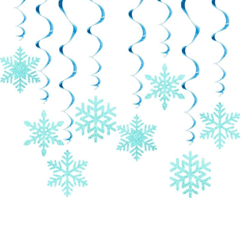 Set of 8 Christmas Swirls Snowflake Ornament Christmas Snowflake Swirls Decorations Beautiful Spirals Hanging Accent