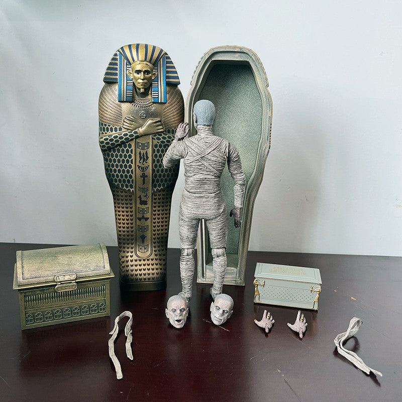 NECA Monsters Figure The Mummy Casket Coffin Pyramid Action Figure Universal Monsters Model Toy Christmas Halloween Gift Doll