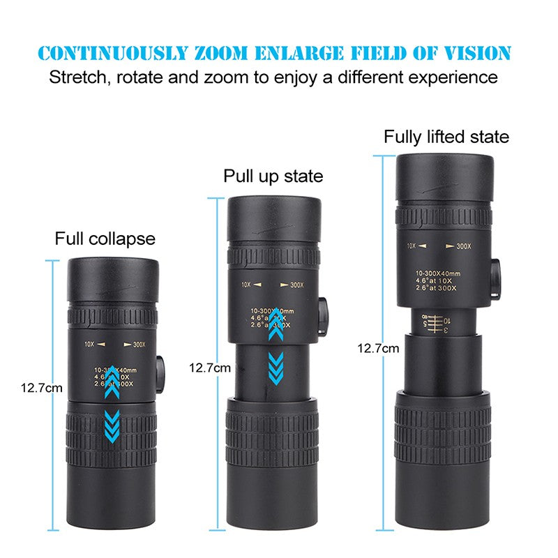 Monóculos Profissionais de Longo Alcance para Celular com Lente Zoom 300X40, Binóculos para Foto e Uso Externo