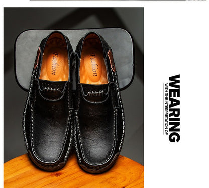 Novos Sapatos Masculinos de Couro Feitos à Mão Casuais Confortáveis Mocassins Masculinos de Couro Slip On Sapatilhas Masculinas Venda Quente Calçados para Caminhada ao Ar Livre