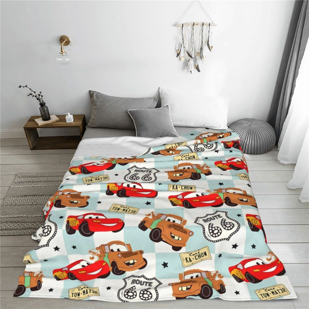Cars Lightning McQueen 95 Flannel Blanket Life Is A Highway Super Warm Throw Blanket for Couch Bed Picnic Bedspread Sofa Bed