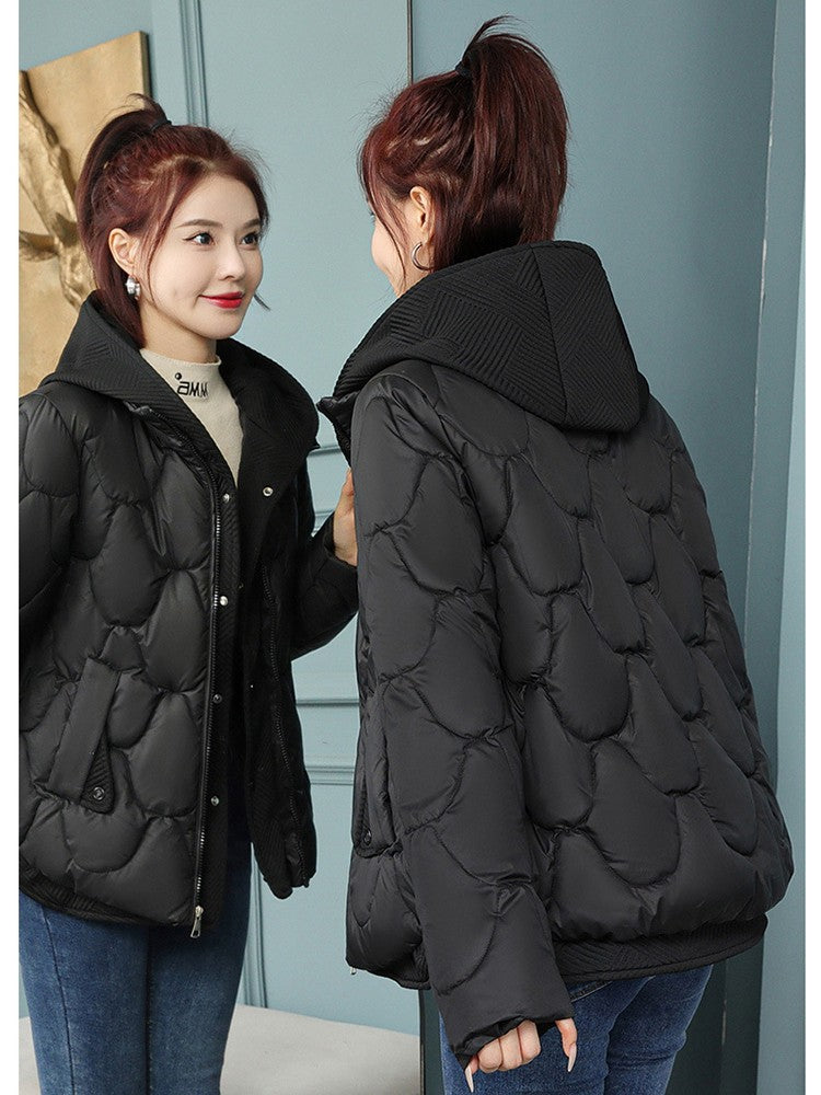 Fitshinling Fashion New In Warm Parkas Coat Outerwear Women Clothing Fake Two-piece Cotton Padded Quilted Winter Jacket Female