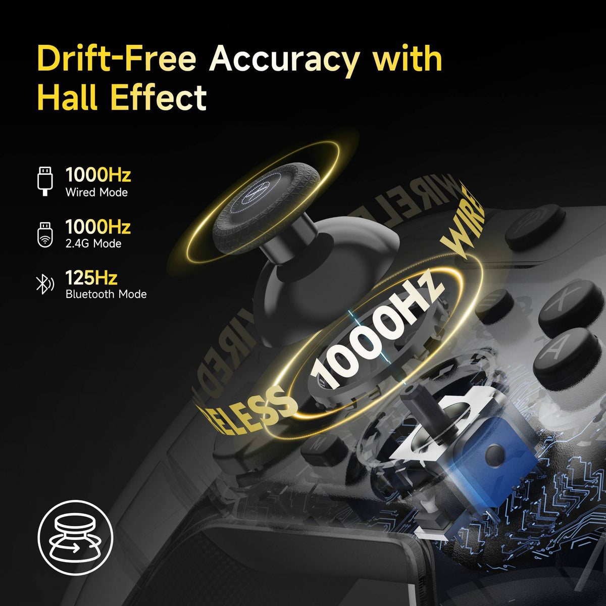 EasySMX X05 Pro Wireless Gamepad, Hall?Effect Anti?Drift Joystick, Dual Vibration Controller for PC Switch 1/2 Android iOS Steam
