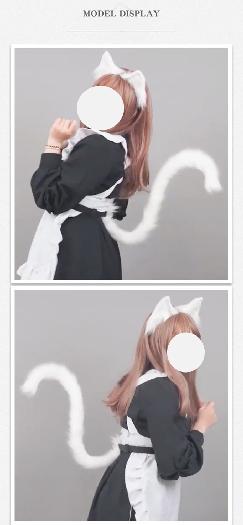 2Pcs/set Plush Cat Ears Tail Set Realistic Lolita Headband Cat Tail Cosplay Props Hand-made Simulation Animal Ears