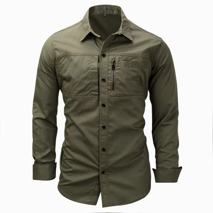 High Quality Cotton 100% Men Outdoor Long Sleeved Cargo Shirts Man Multi Pockets Loose Shirts New Male Solid Casual Shirts Eu3XL