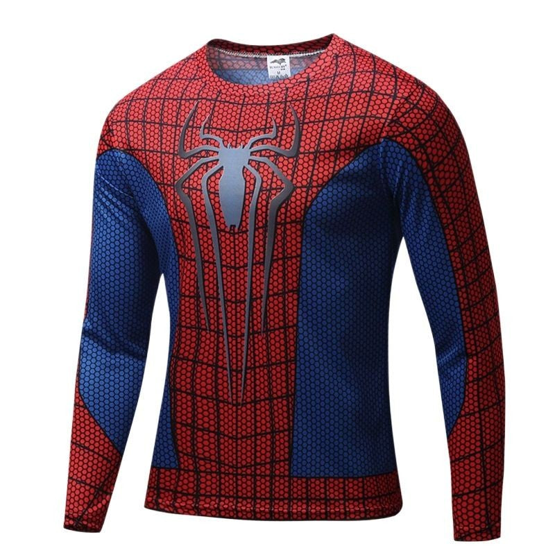 Funny 3D Spider Print Men's Long Sleeve T-shirt Outdoor Fitness Sports Tops Casual O-neck Loose Pullover Fashion Trend Clothing