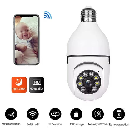 E27 Surveillance Camera Full Color Night Vision Automatic Human Tracking Zoom Indoor Security Monitor Wifi Miini IP Camera