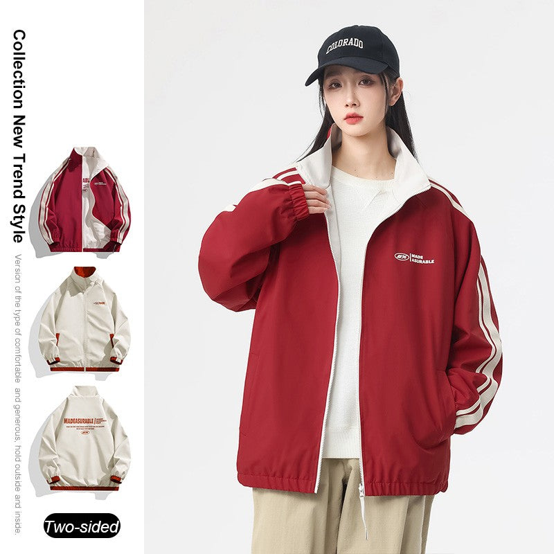 New Jacket Two-sided Long Sleeve Outdoor Men Coats Women Reversible Windproof Coats Splashproof Double-Sided Jackets Couple Top