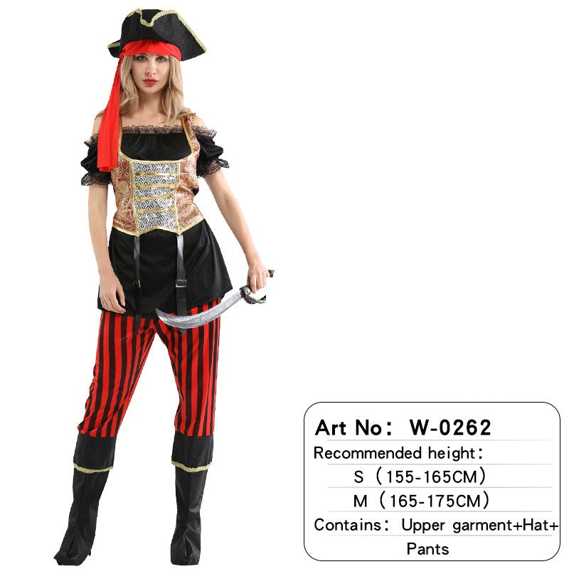 Adult Female Halloween Pirate Costume Captain Jack's Role-playing Costume Theatrical Stage Pirate Performance