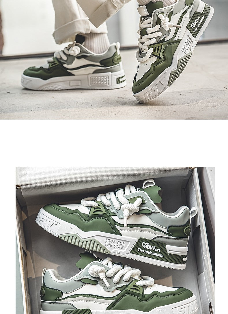 Men's Trendy Skate Shoes, Comfy Non Slip Casual Lace Up Sneakers For Men's Outdoor Activities