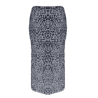 Plus Size 1XL-5XL New Women Sexy Elegant Leopard Printed Midi Skirt Women Fashion Dress Lady Clothes