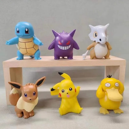 6 unidades Cubone Psyduck Gengar Eevee Squirtle Spirit Anime Bonecos Modelo de Decoração de Bolo Ornamento Brinquedos da Moda Presentes Colecionáveis