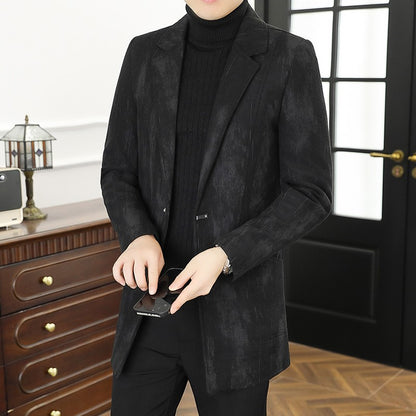 Men's woolen overcoat, mid-length, regular Korean style fashionable and trendy woolen coat jacket for autumn and winter