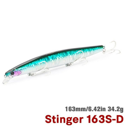 TSURIKNOYA STINGER 163S Isca Artificial Minnow de Fundo para Água Salgada com Lançamento Ultra Longo 163mm 34.2g Iscas Rígidas para Robalo