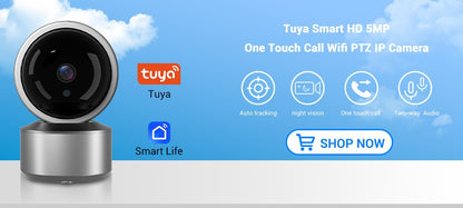 New Tuya IP Camera 5MP Wifi Video Surveillance Cameras HD Night VIsion Two Way Audio Auto Tracking Cloud Smart Home Camera