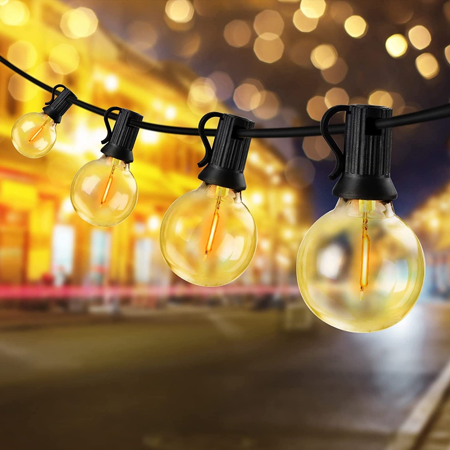 Solar String Lights Outdoor with Remote LED Shatterproof Bulbs Dimmable G40 Solar String Lights for Outside Backyard Party Decor