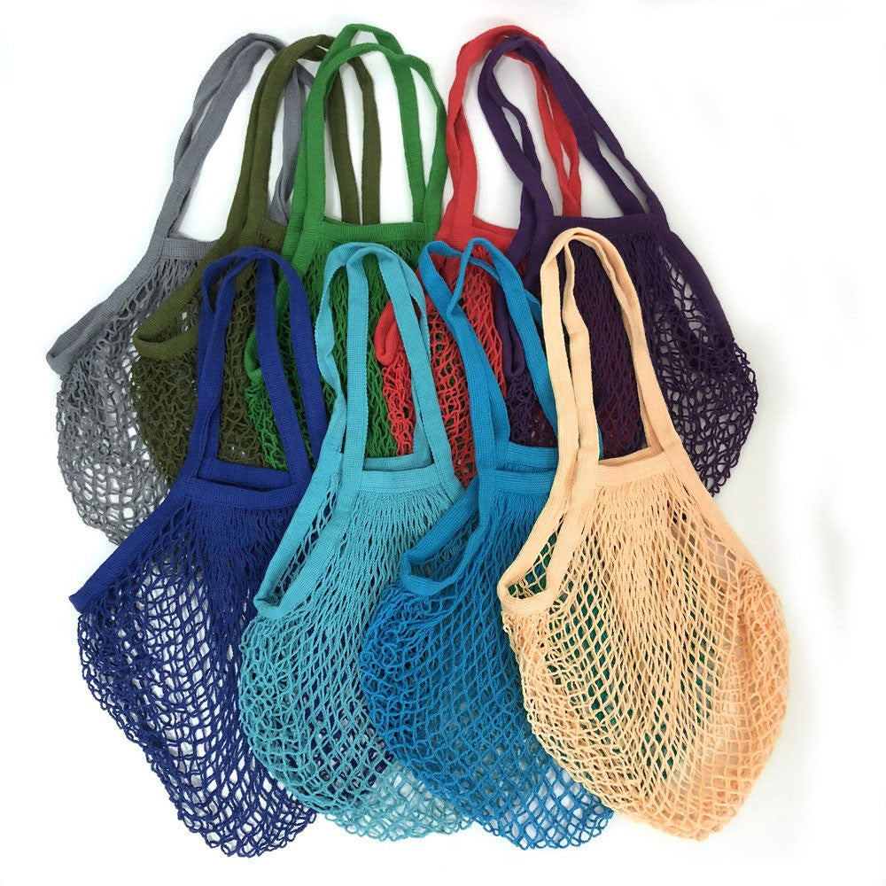 Silicone World 1PC Portable Reusable Grocery Mesh Bag Cotton Shopping Mesh Bags Handheld Shoulder Back Fruit Vegetable Net Bag