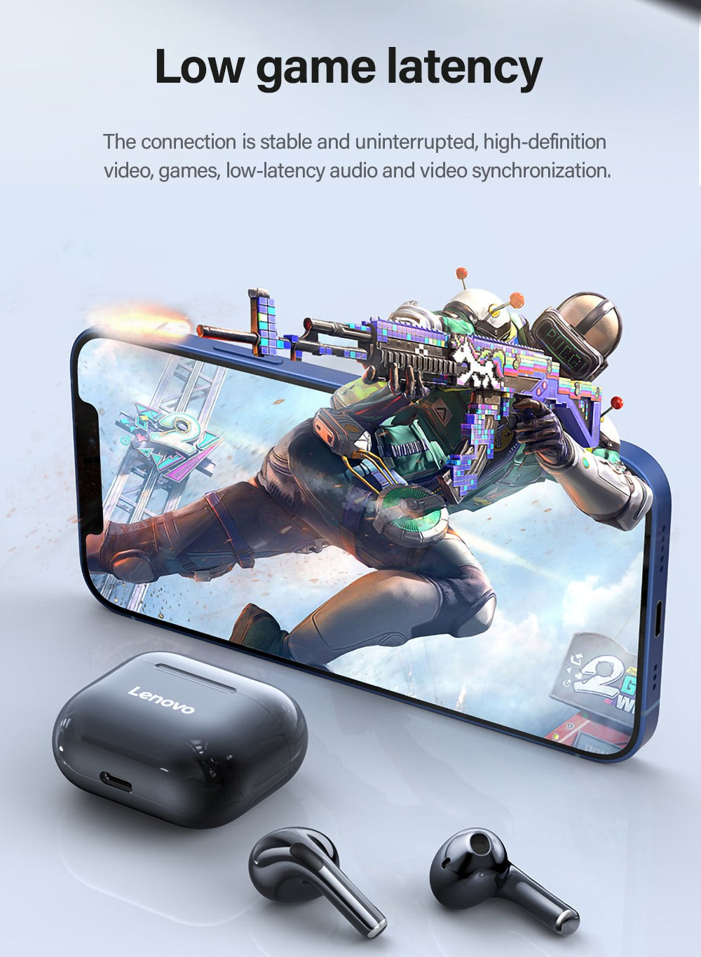 Lenovo LP40PRO/LP40 5 peças Fone de Ouvido Sem Fio Bluetooth 5.0 Estéreo Duplo Redução de Ruído Graves Controle de Toque Longa Espera 230mA