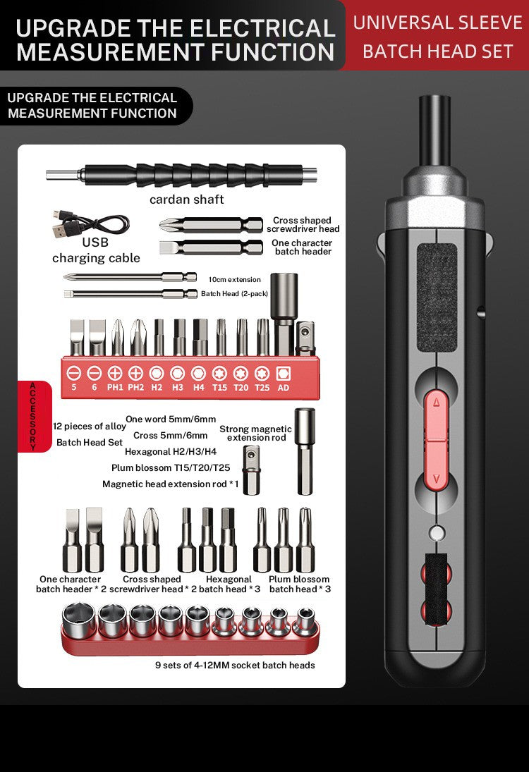 Chave de Fenda Elétrica de Precisão Recarregável para Casa Mini Furadeira Elétrica Pequena Kit de Ferramentas Elétricas Multifuncional Conjunto de Chaves de Fenda