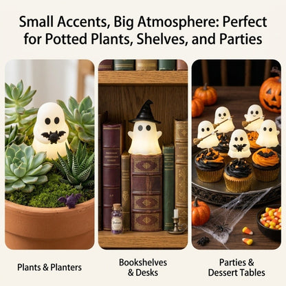 Halloween Luminous Mini Ghost Statue Soft  Glow In Dark Ornament Cute Spooky Table Decor for Baking Topper Handcraft Holiday