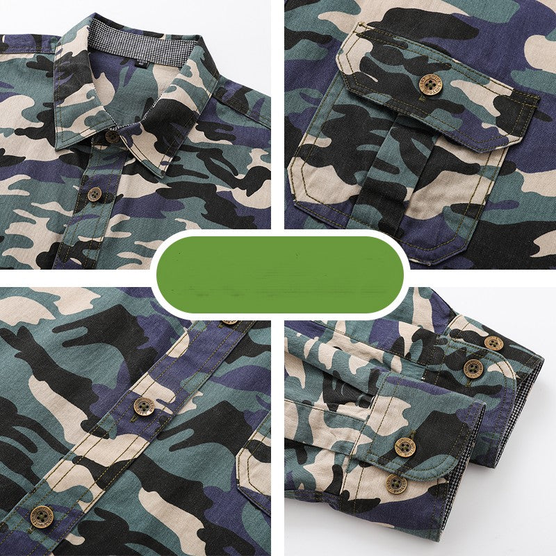 New Camouflage Cargo Shirt Men Cotton Multi-Pocket Camo Shirts High Quality Militar Overshirt Men Army Green Shirts Casual