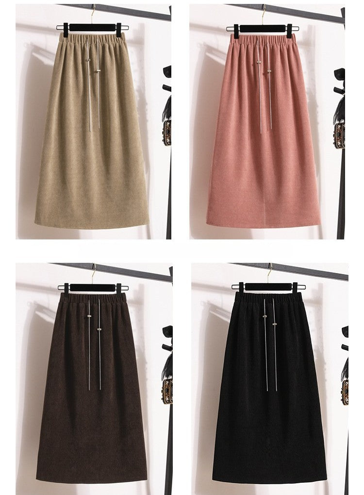 Women's New Style High-Waist Plus Size Skirts Elastic Waist Solid Wrap Buttocks Autumn Winter 2025 Versatile Straight Leg Skirt