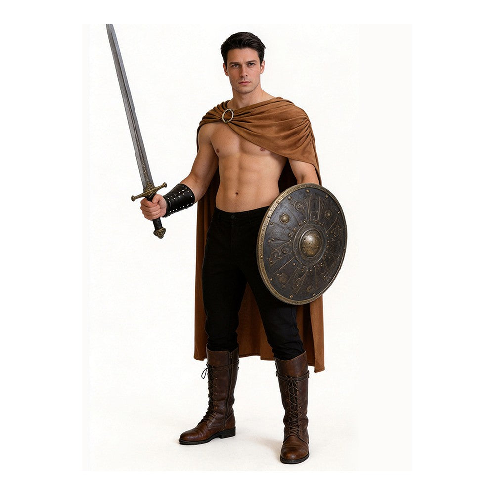 Roman Knight Spartan Cosplay Cloak Wristguard Costume Outfits Halloween Disguise Black Red Brown Cape Clothes Carnival Party
