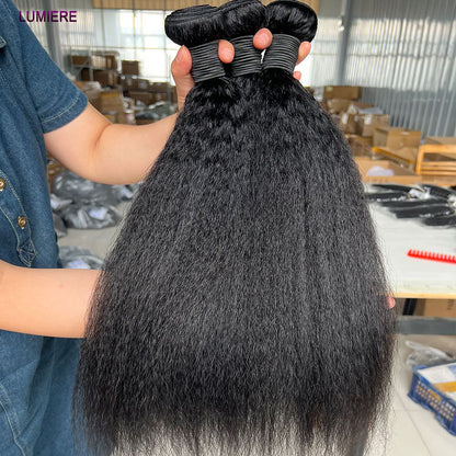 Pacotes de Cabelo Humano Liso Kinky Yaki 100% Cabelo Humano Virgem Puro Brasileiro Extensões de Cabelo em Promoção/Liquidação