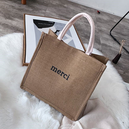 100pcs/lot Custom Printed Grocery Eco Friendly Waterproof Natural Laminated Burlap Sack Jute Beach Bag for Women Towel Wedding