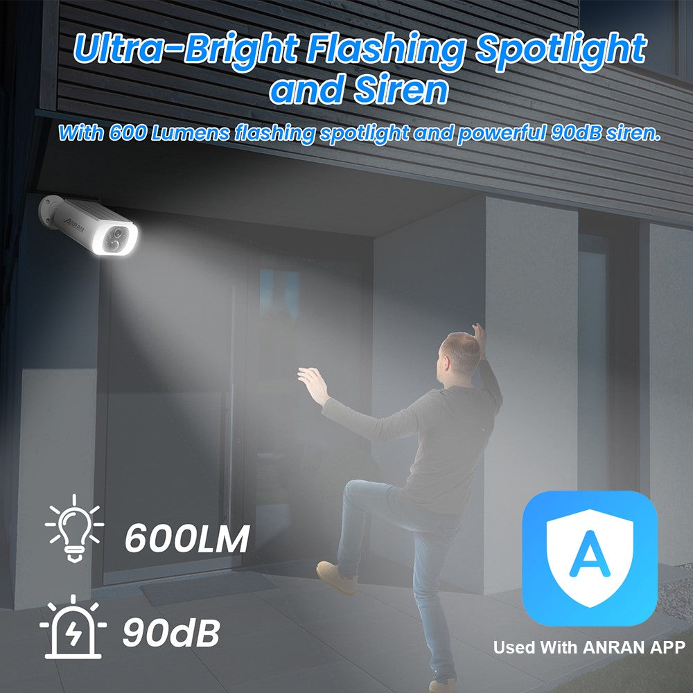 ANRAN 2/3/4 PCS Câmera WIFI Sem Fio Externa 2.4G 3MP Câmera de Segurança Solar com Bateria Holofote Visão Noturna Colorida Alarme Local