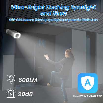 ANRAN 2/3/4 PCS Câmera WIFI Sem Fio Externa 2.4G 3MP Câmera de Segurança Solar com Bateria Holofote Visão Noturna Colorida Alarme Local
