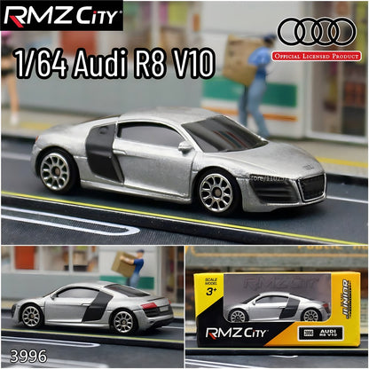 Escala 1:64 Audi R8 V10 Modelo de Carro Réplica Miniatura de Metal Arte Toyota VW Mercedes BMW Coleção de Veículos Presente Brinquedo para Menino