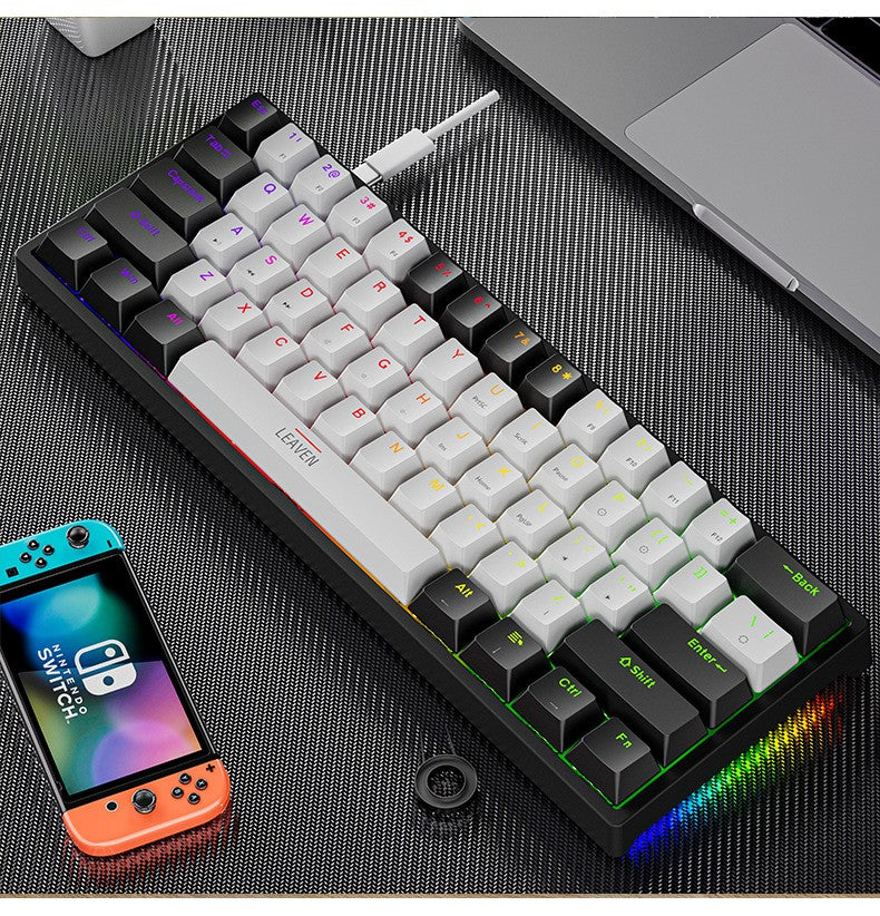 Teclado Mecânico Gamer Mini K620 61 Teclas RGB Hotswap Tipo-C com Fio Keycaps PBT Teclado Ergonômico 60%