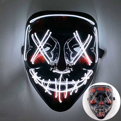 Scary Wireless Glowing LED Mask Halloween Party Supplies Neon Purge Mask Cosplay Luminous Face Masks Carnival Festival Props