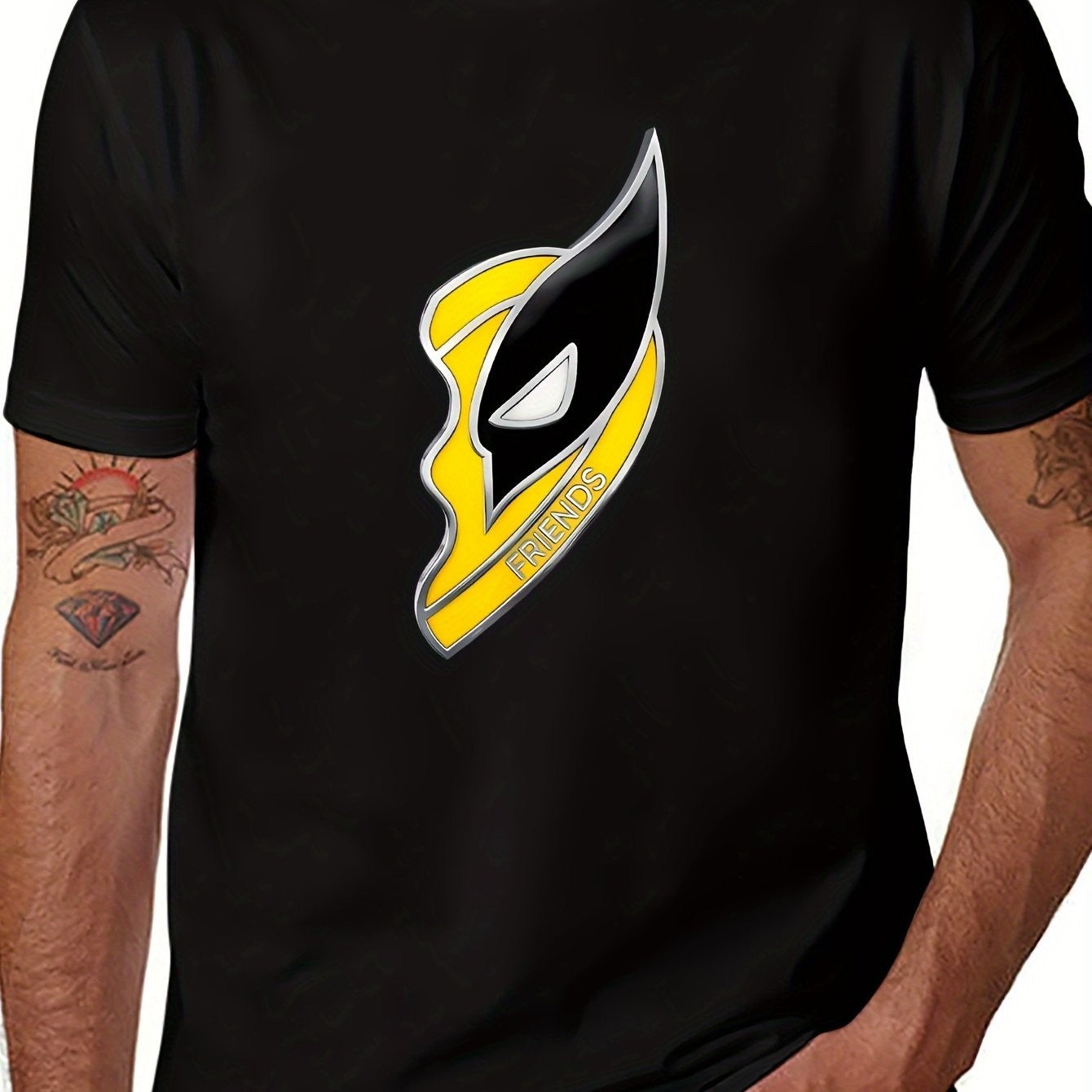 Short Sleeve Tops Marvel Studios Deadpool Wolverine Best Friends Heart Charm T-Shirt Marvel Authorized Hale Spring Summer