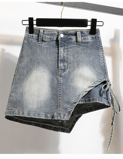 Plus Size Denim Skirt For Women Summer 2024 New High Waisted Mini Blue Jeans Skirts With Lining Korean Fashion Mini Skirt Woman