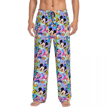 Custom Print Mickey Mouse Donald Duck Pajama Pants Men Sleep Sleepwear Bottoms with Pockets