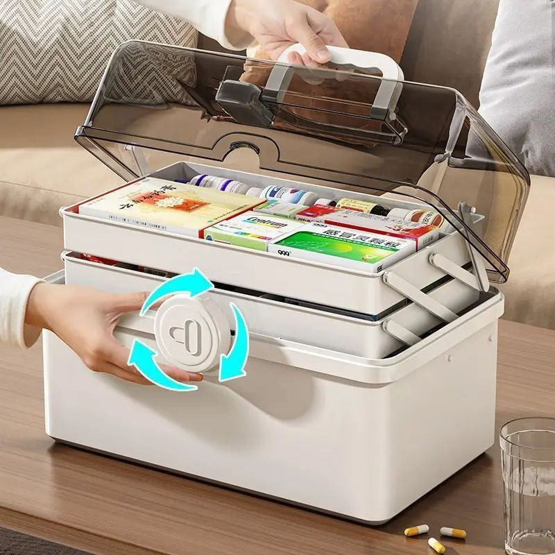 1pc White Large Capacity Medicine Box For Home Medicine Storage Multi Layer Classification Home Medicine Box